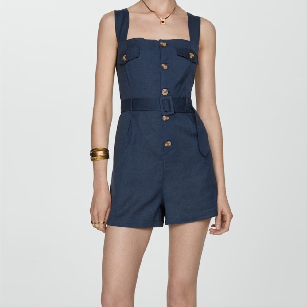 Mango Navy Romper -short jumpsuit XXS
